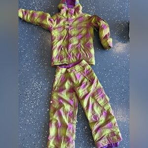 Burton Purple and Yellow Plaid snowboard set